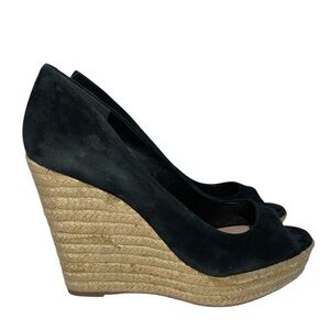 Vince Camuto Women's Shoes Size 10M Black Suede Espadrille Platform Slip On